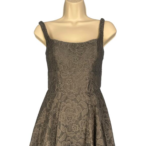 La Femme 27476 Classy Allover Lace Organza Gown with Romper Shorts Gray Size 0 - Picture 5 of 11